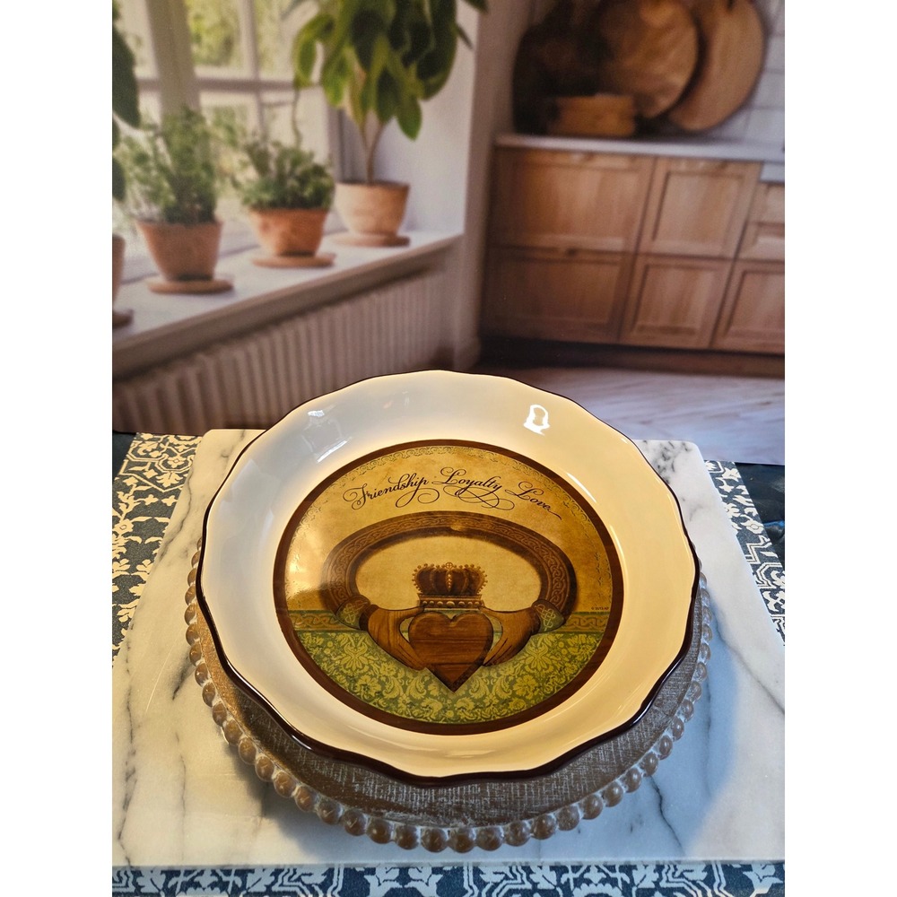 Abbey Press Irish Claddagh Serving Bowl Friendship Loyalty‎ Love Ceramic 11 Inch
